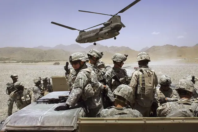 American soldiers from the 10th Mountain Division deploy to fight Taliban fighters as part of Operation Mountain Thrust in 2006