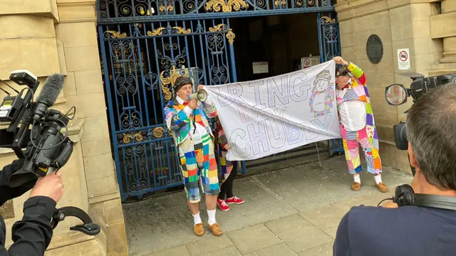 Protesters outside Sheffield City Hall