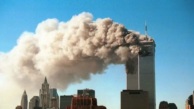 World Trade Center towers pictured after 9/11 attack