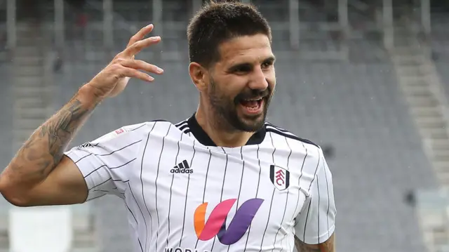 Aleksandar Mitrovic celebrates a goal for Fulham