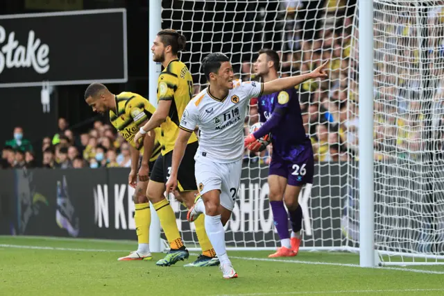 Hwang Hee-Chan celebrates his debut goal