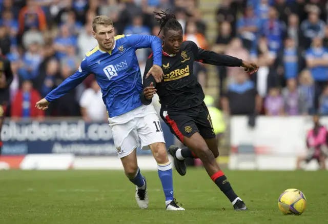 David Wotherspoon (left) competes with Rangers' Joe Aribo