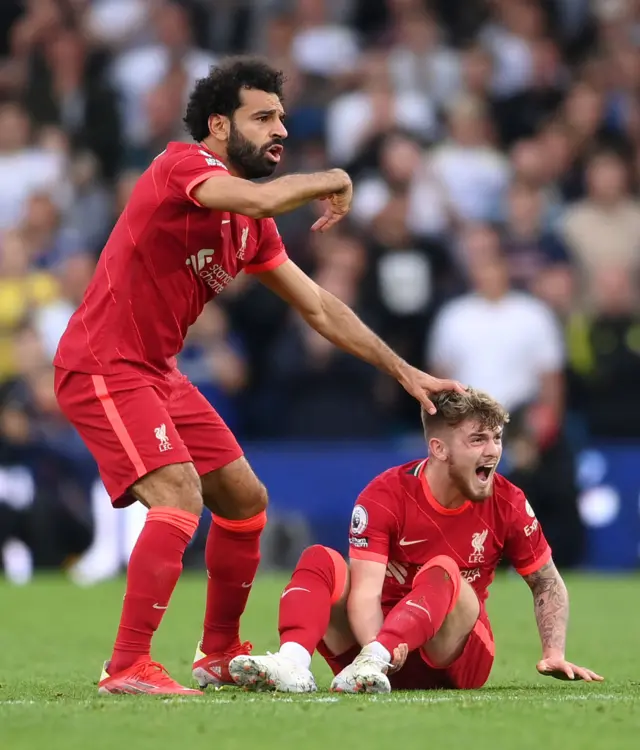 Harvey Elliott shouts out in pain