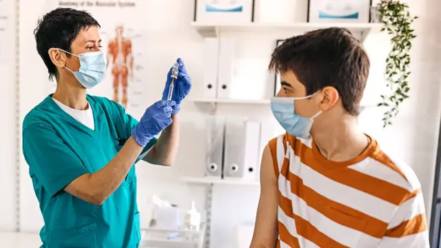 Boy getting a vaccine