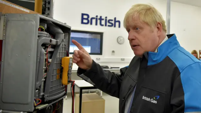 Boris Johnson at a British Gas training academy in Leicester