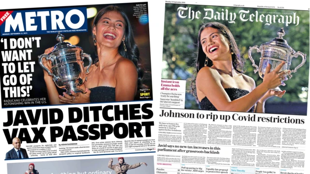 Newspaper front pages