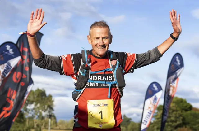 Eddie Towler at the finish line