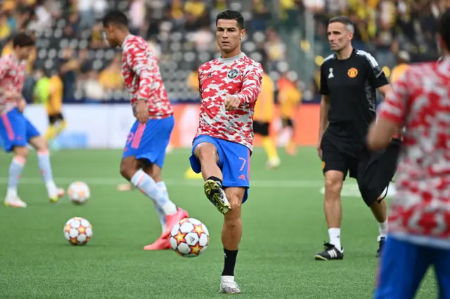 Cristiano Ronaldo in warm up for Manchester United