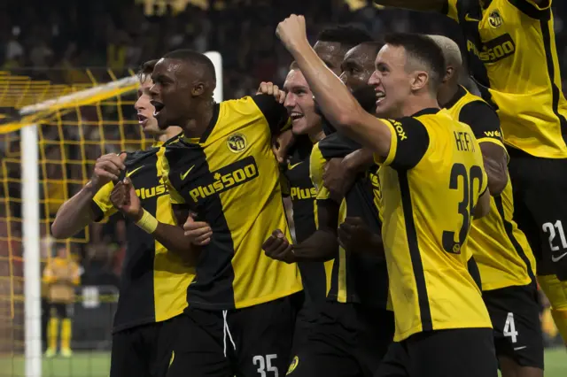 Young Boys celebrate their equaliser