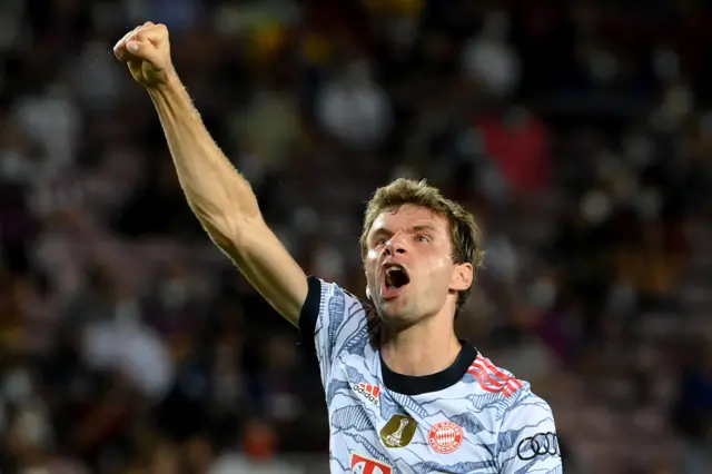 Thomas Muller celebrates opening the scoring