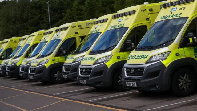 Line of ambulances