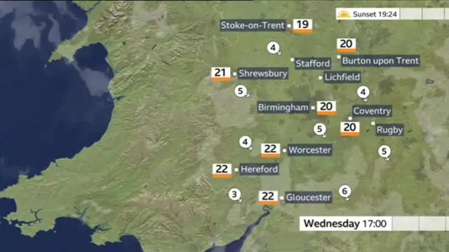 West Midlands weather 15 September