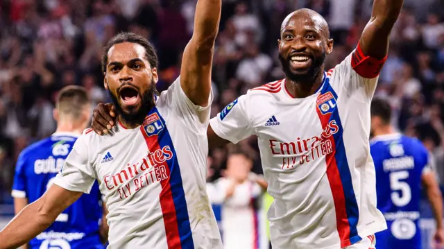 Ex-Celtic players Jason Denayer (left) and Moussa Dembele (right) scored in Lyon's 3-1 win over Strasbourg at the weekend