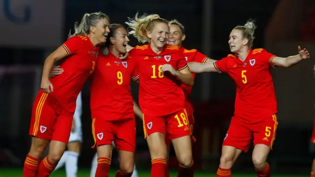 Wales celebrate goal