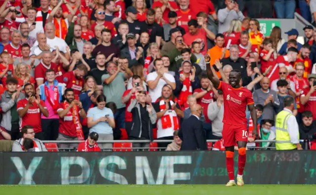 Sadio Mane celebrates his goal for Liverpool