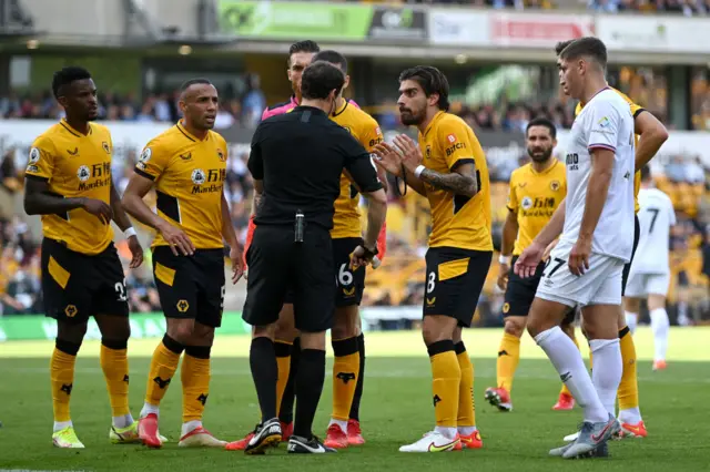 Wolves players protest penalty