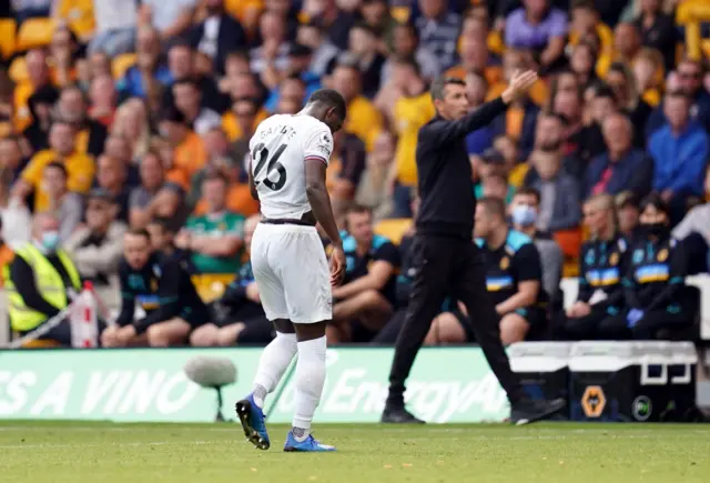 Brentford"s Shandon Baptiste walks off after being shown a red card