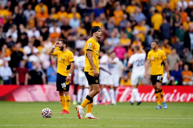 Dejected looked Wolves players against Brentford