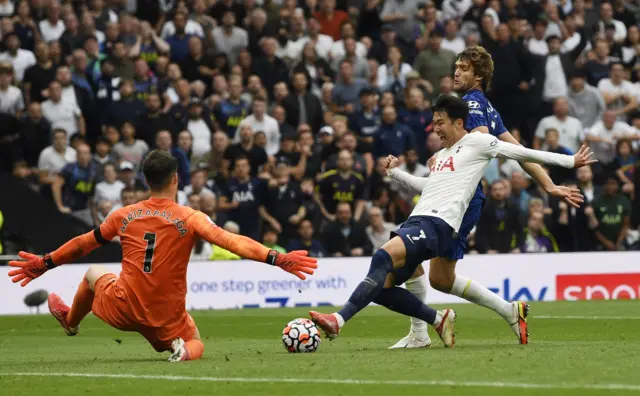 Son Heung-min has a shot saved