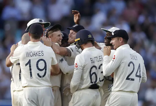 England celebrate wicket