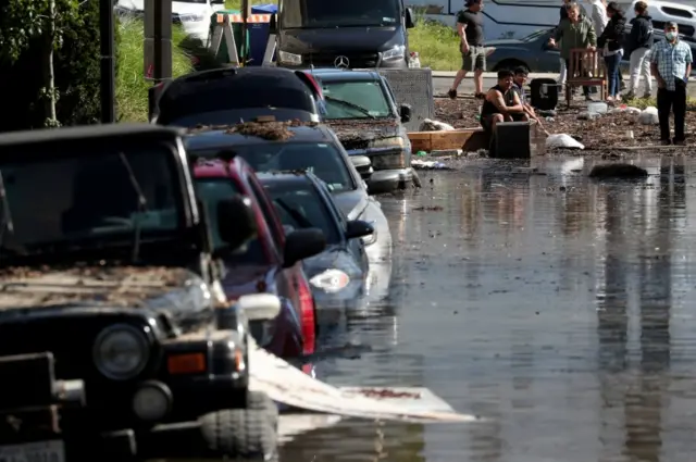 Aftermath of flash floods and tornadoes in Mamaroneck, New York