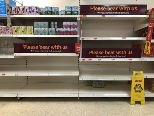 Empty supermarket shelves