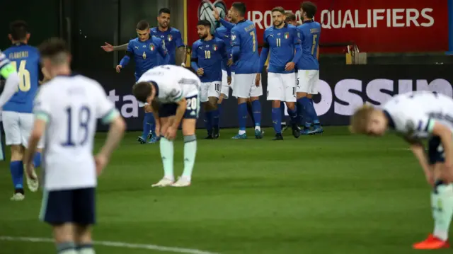 Italy celebrate scoring against Northern Ireland