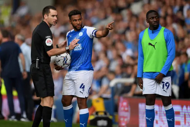 Nathan Thompson spoke to referee Jarred Gillett following the incident