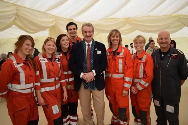 John Challis with air ambulance staff