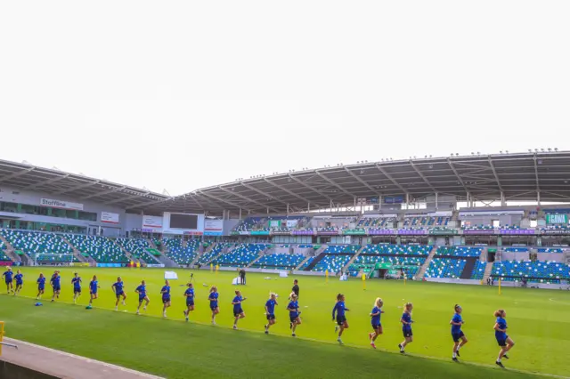 The Northern Ireland squad training at Windsor Park this week