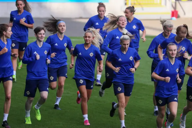 The Northern Ireland squad trained at Windsor Park on Monday