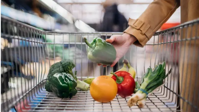 Vegetables in a shopping trolley