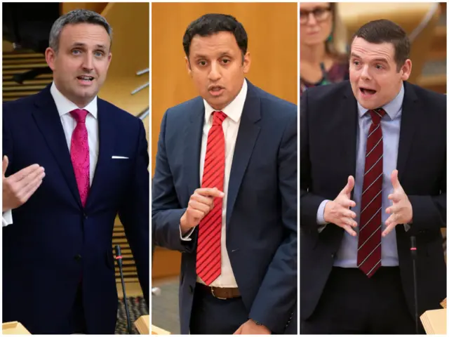 Alex Cole-Hamilton, Anas Sarwar and Douglas Ross