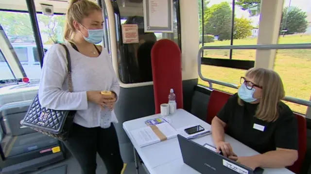 Vaccine bus at Teesside University