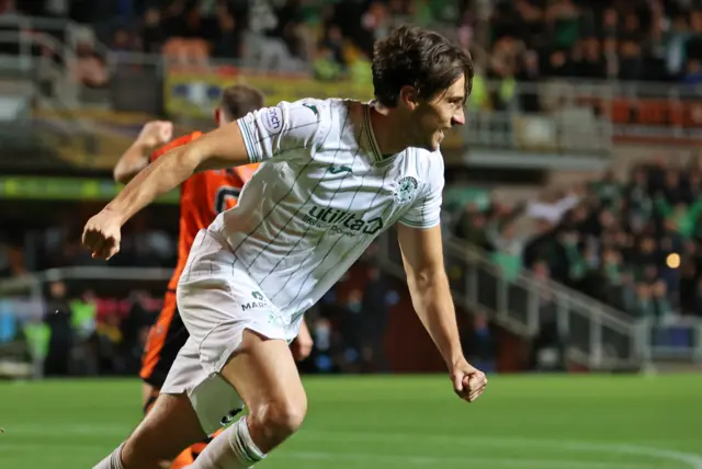 Hibernian's Joe Newell celebrates his opener