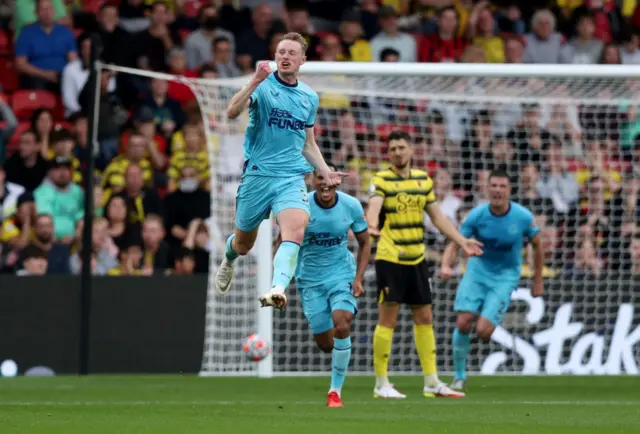 Sean Longstaff celebrates his goal for Newcastle