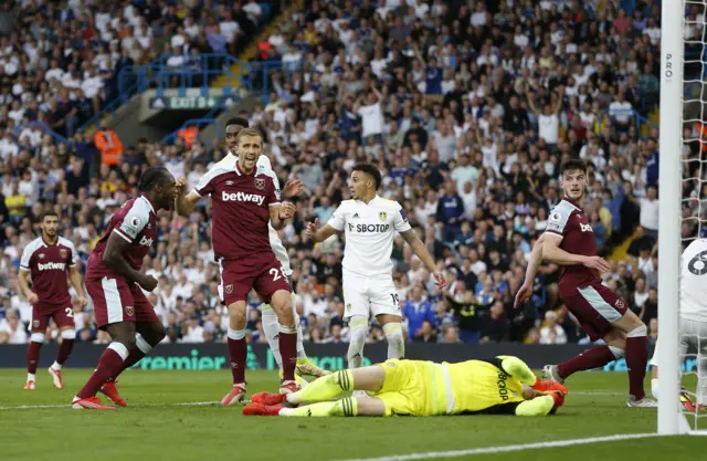 West Ham celebrate a possible goal