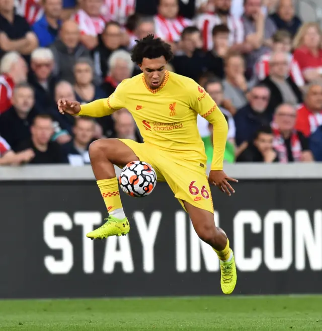 Trent Alexander-Arnold on the ball for Liverpool