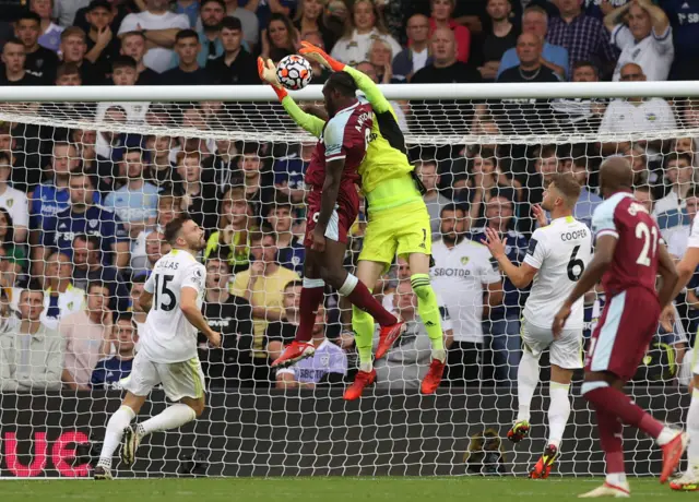 Michail Antonio challenges for the ball