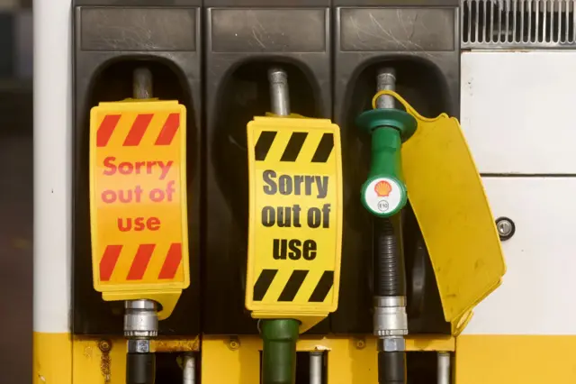 Closed pumps at a Shell service station