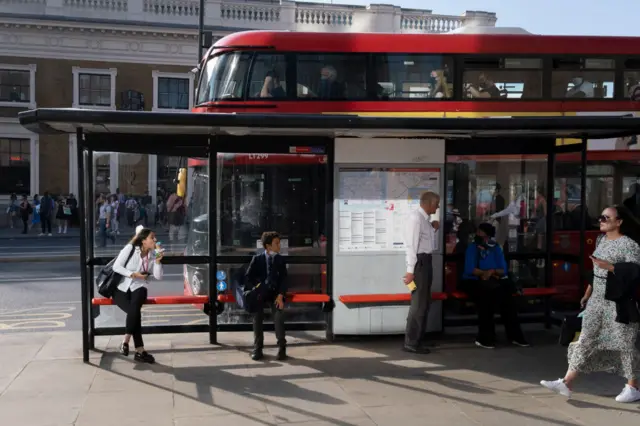 A bus stop near London Bridge