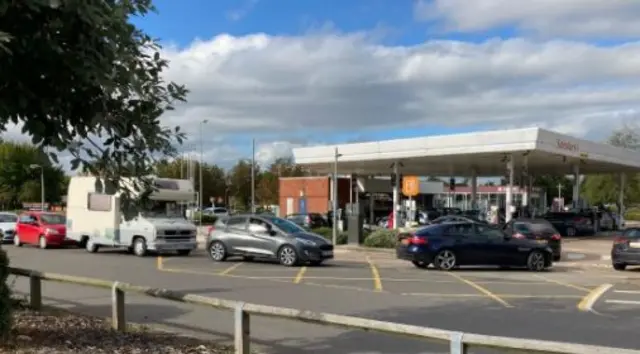 Queues at petrol station