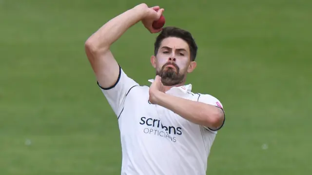 Will Rhodes took five wickets in Hampshire's first innings at Edgbaston