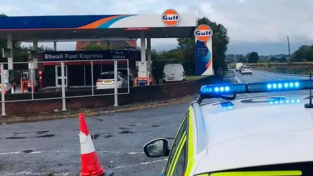 Police outside the closed station