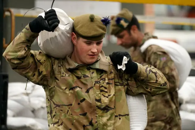 Members of the Army helping in Storm Dennis in 2020