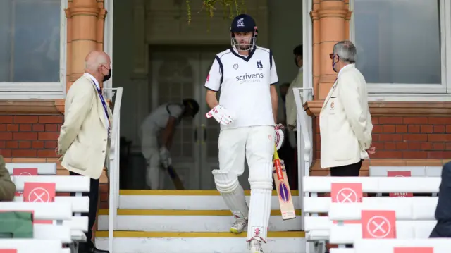 Dom Sibley walking down the steps at Lord's