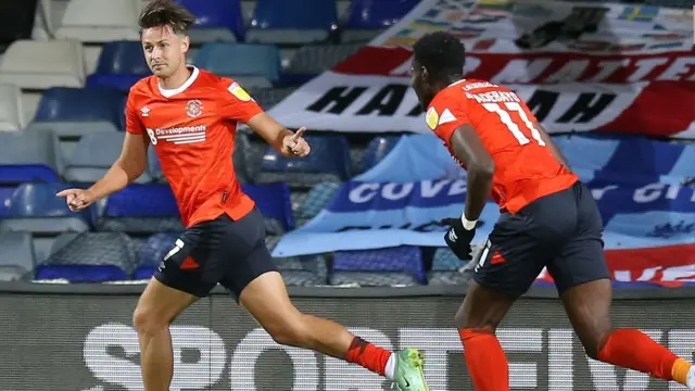 Luton celebrate goal