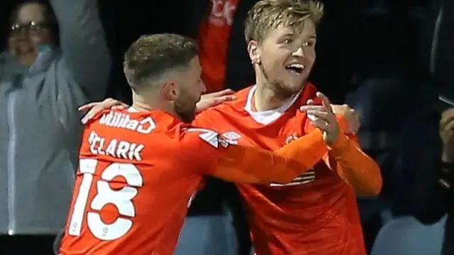 Luton celebrate goal