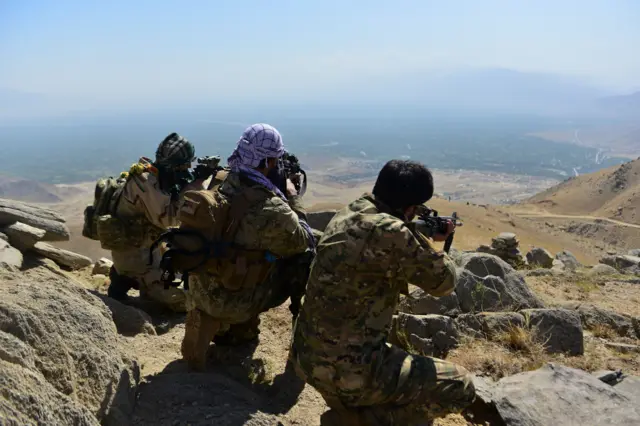 Soldiers of the National Resistance Front in the Panjshir Valley.