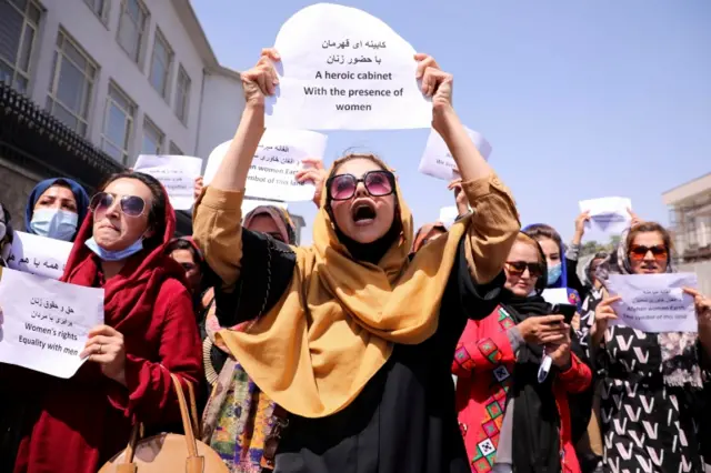 Reuters Afghan women"s rights defenders and civil activists protest to call on the Taliban for the preservation of their achievements and education